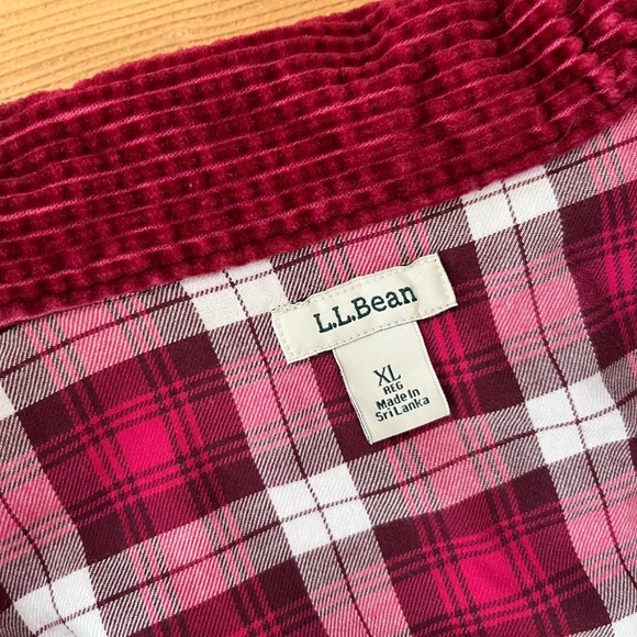 LL Bean Corduroy Shacket Button Up Jacket Flannel Lined Burgundy Red XL - Picture 5 of 6